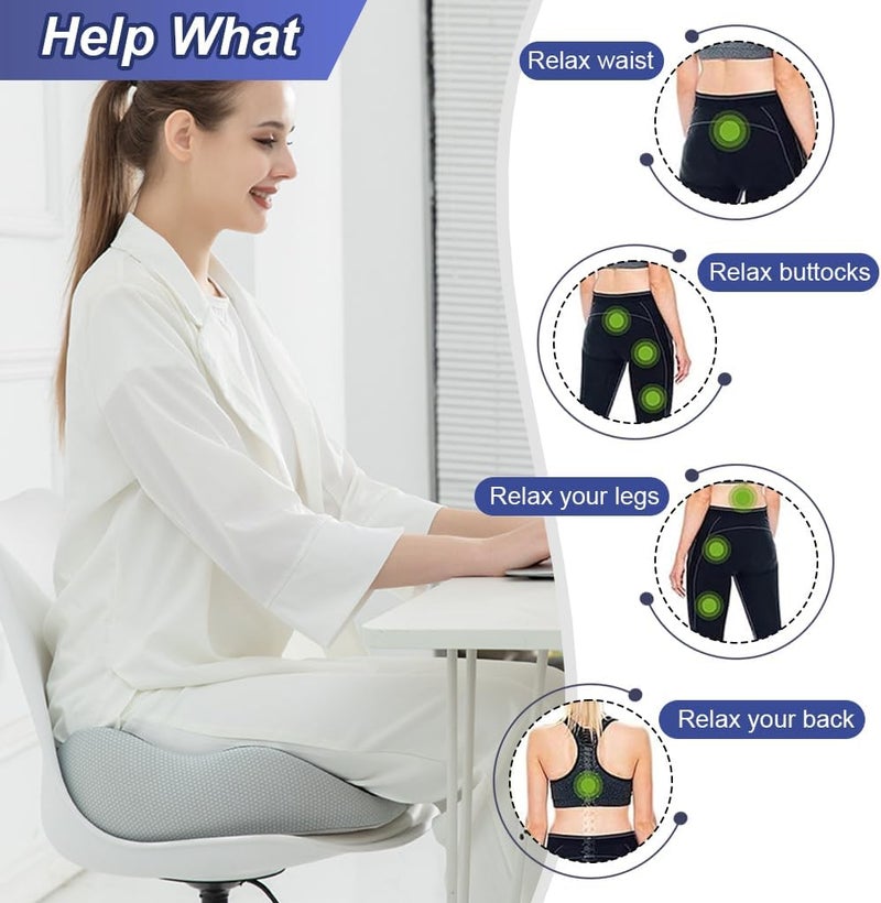 HASTHIP Memory Foam Seat Cushion, Adjustable Seat Cushion for Chair Pain Relief SeatCushion for Lower Back Pain, Sciatica, Herniated Discs, Hemorrhoid, All Season Use - Image 3