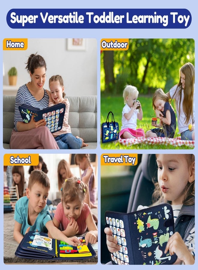 Qizfun Toddler Busy Board Montessori Toys - Sensory Busy Book, Educational Learning Travel Toy for Airplane & Car, Keeps Toddlers Entertained, Birthday Gifts for Toddler Boys Girls (Blue/P8) - Image 4