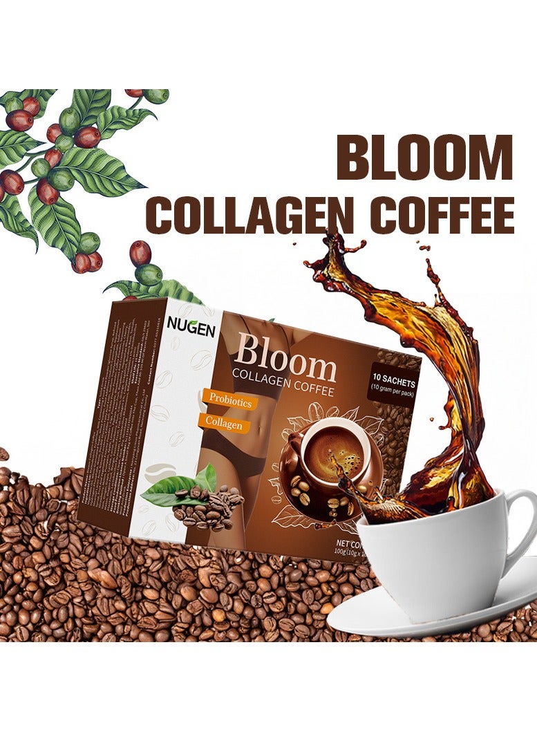 NUGEN Bloom Collagen Coffee 100% Organic and Glutathione, Diet Coffee Slimming Coffee Gluta Collagen Detox Premium with Collagen Coffee | Best Price Bahrain