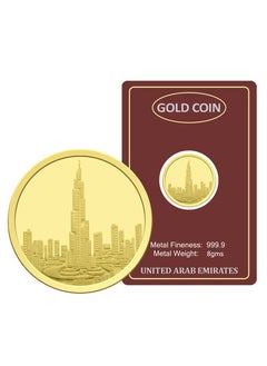 FK Jewellers 8g Gold Coin with Burj Khalifa & UAE Heritage Building Design - 8 Grams 24KT 999.9 Purity  - Image 1