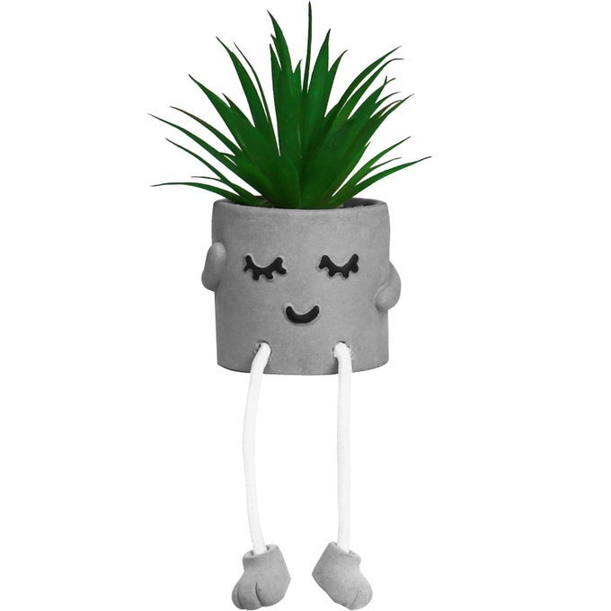 ARTIFICIALPLANT SUCCULENTS IN CEMENT POTS WITH HANGING LEG KITCHEN SHELVES DECOR BATHROOM SHELF DECORATION SHELF DECORATION ACCENTS OFFICE WALL DECOR SET OF 1