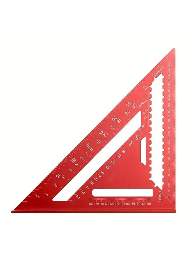 Red Aluminum Alloy Triangle Ruler Heavy Duty Angle Measuring Tool for Woodworking - Image 1