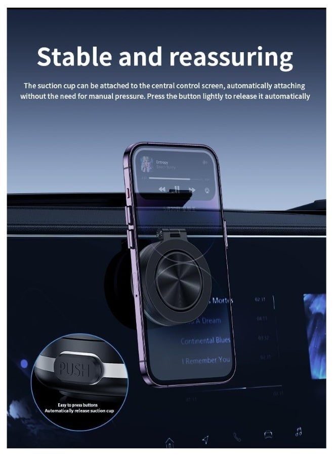 DUSALA Electric Vacuum Magnetic Car Phone Mount, 360° Rotating Magnetic Phone Holder, Strong Magnetic Grip for Car Kitchen Mirro Gym Bath Shower Compatible with iPhone Android (Black) - Image 3