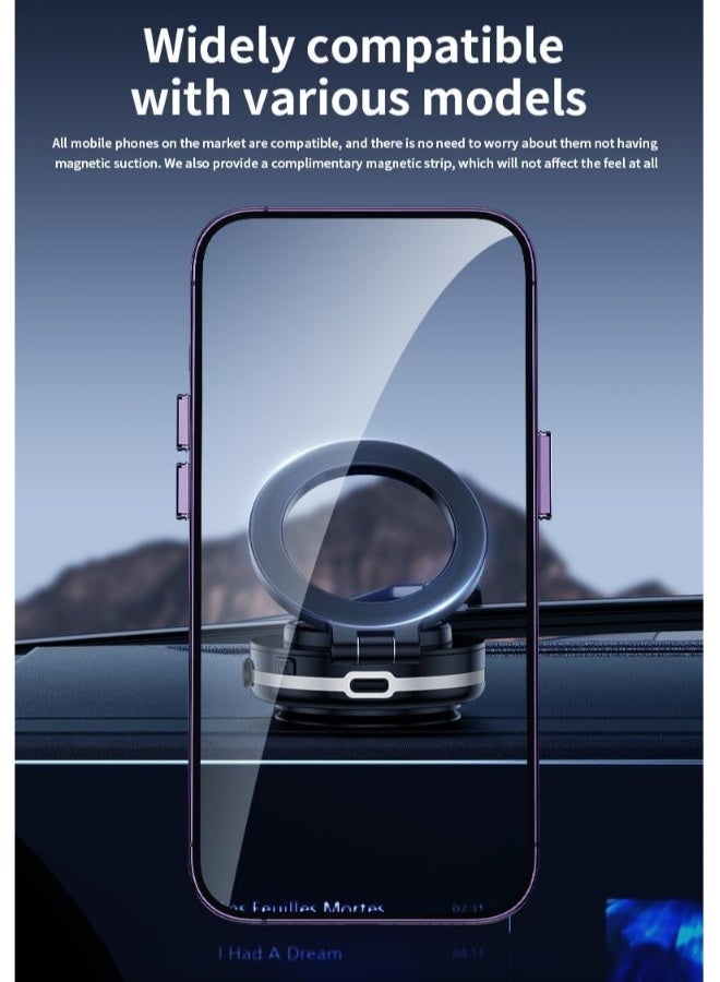 DUSALA Electric Vacuum Magnetic Car Phone Mount, 360° Rotating Magnetic Phone Holder, Strong Magnetic Grip for Car Kitchen Mirro Gym Bath Shower Compatible with iPhone Android (Black) - Image 2