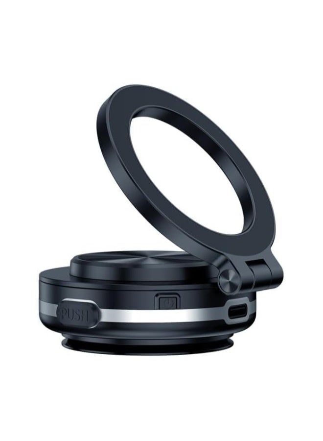 DUSALA Electric Vacuum Magnetic Car Phone Mount, 360° Rotating Magnetic Phone Holder, Strong Magnetic Grip for Car Kitchen Mirro Gym Bath Shower Compatible with iPhone Android (Black) - Image 1