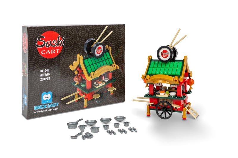 بريك لوت Brick Loot الحصري Sushi Cart Bar نموذج مصمم خصيصًا متوافقًا مع مجموعة Major Block Brands ممتعة ومبنية للبناء والبنات الإبداعية - Image 1