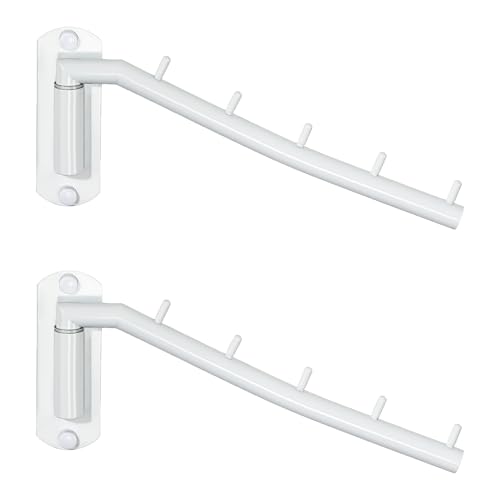 Alise Wall Mounted Drying RackSwivel Clothes Drying Rack Stainless SteelSpace Saving Clothes Hanger RackHeavty Duty Clothes Wall Drying Rack for Laundry Closet BedroomBathroomWhite2 Pack - Image 1