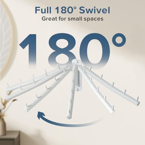 Alise Wall Mounted Drying RackSwivel Clothes Drying Rack Stainless SteelSpace Saving Clothes Hanger RackHeavty Duty Clothes Wall Drying Rack for Laundry Closet BedroomBathroomWhite2 Pack - Image 3