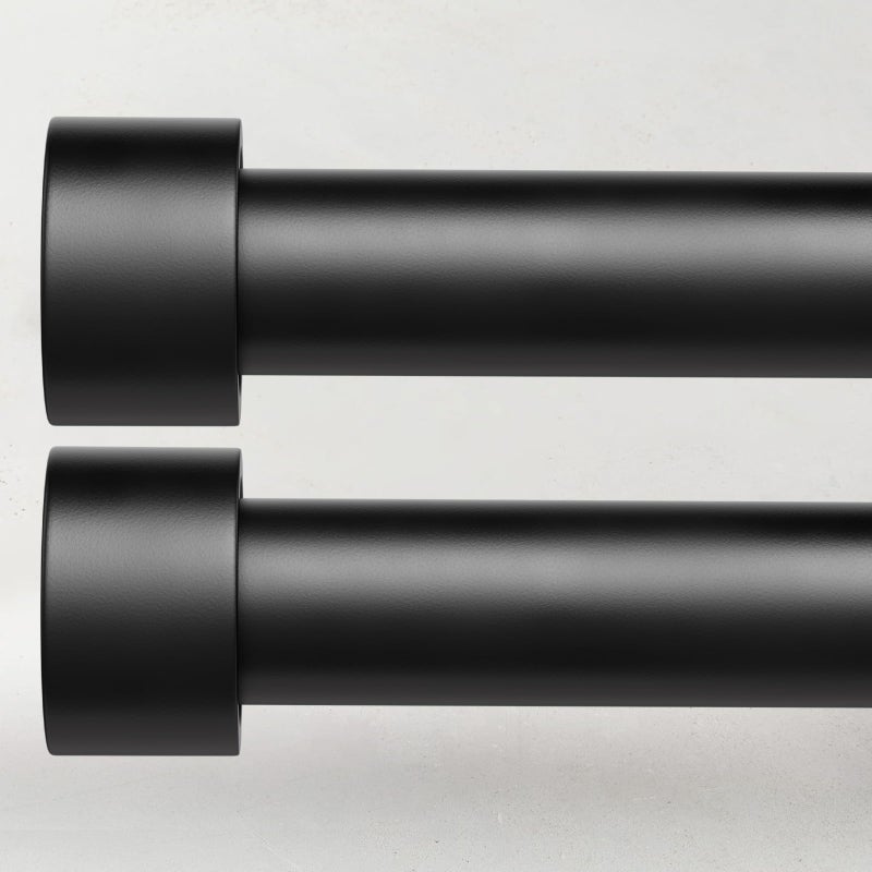 Time Forest 2 Pack Curtain Rods for Windows 48 to 84 Inch(4-7ft), 1 Inch Black Curtain Rods Set, Adjustable Heavy Duty Curtain Rod, Outdoor Curtain Rods for Patio Bedroom, Extra Long Drapery Rods, Size 32"- 90" - Image 1