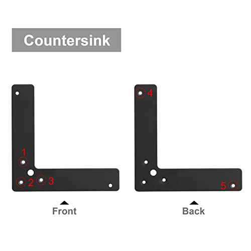 GBGS 10 Pcs 6" Black Flat Corner Brace,L Shaped Corner Stealth Speed Brace Mending Plate,Size:6"x 6"x1-1/4 - Image 3