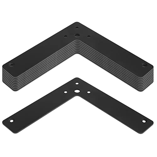 GBGS 10 Pcs 6" Black Flat Corner Brace,L Shaped Corner Stealth Speed Brace Mending Plate,Size:6"x 6"x1-1/4 - Image 5