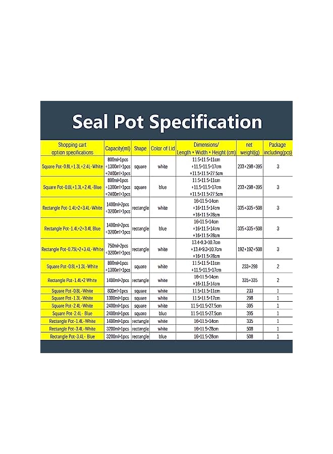 IAF Airtight Food Storage Containers, 1 PCS, 0.8 Liter BPA Free Square Plastic Seal Pot, Pasta Container Canisters Cereal Container with Durable Easy Open Lid Kitchen Pantry Organization White - Image 5