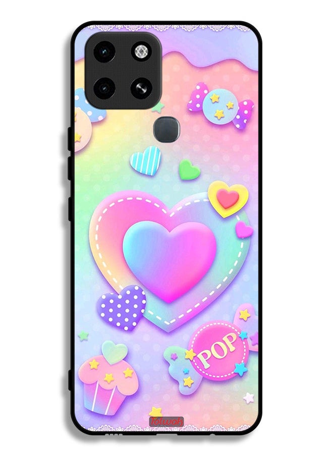 Tolwak Infinix Smart 6 Protective Case Cover Pop Hearts Art  - Image 2