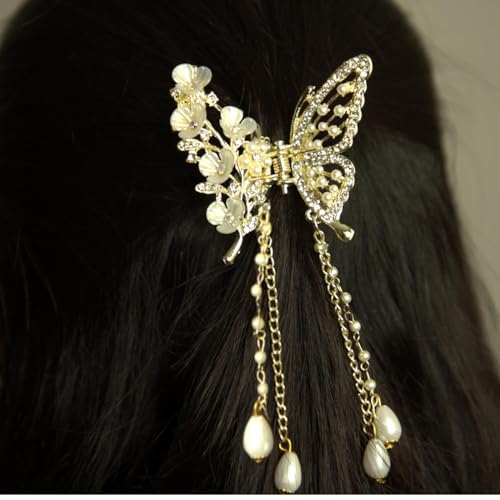 JWELLA Korean Style Hair Clips For Women - Korean Accessories -With Pearls & Rhinestone - Hair Accessories for Women (1 Pc) Clutcher For Hair (Design -2) - Image 4