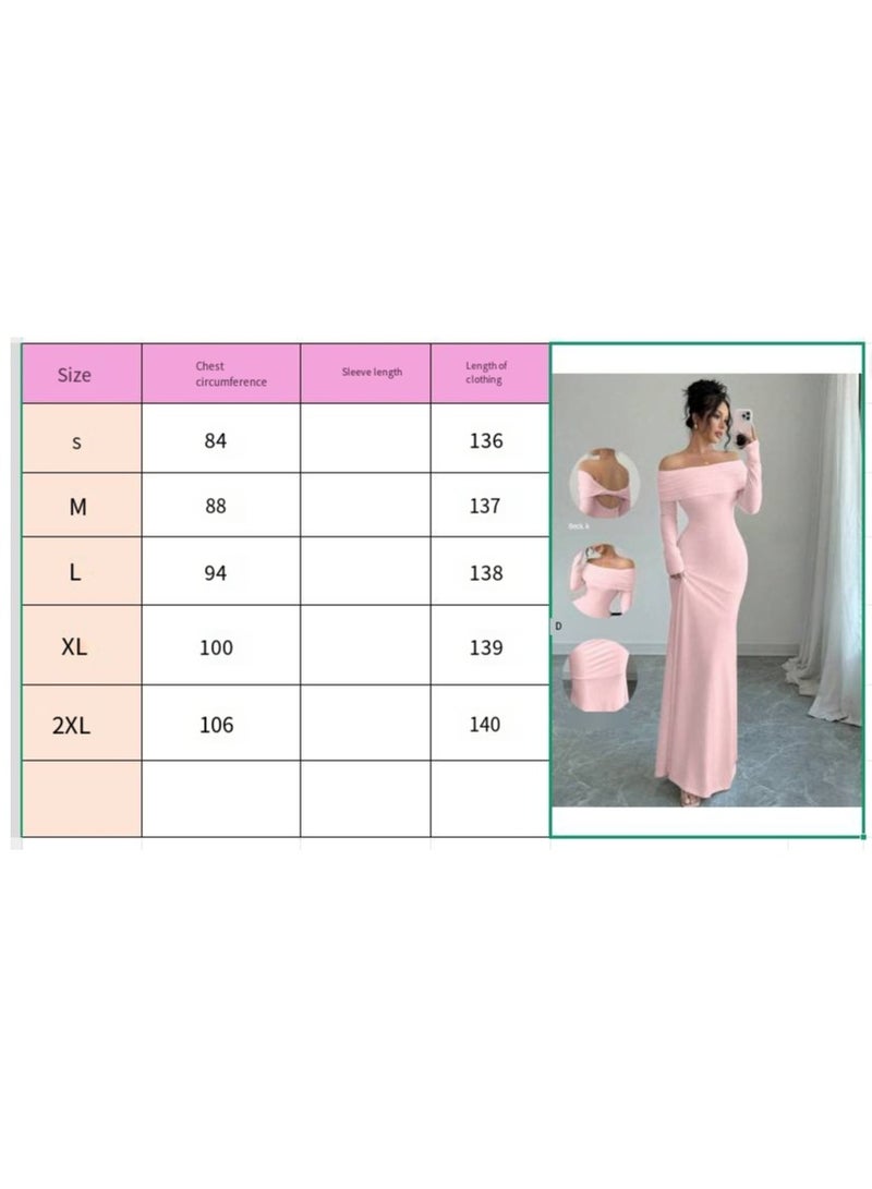 general فستان سهرة طويل ضيق بكتف مكشوف ومجعد - Image 2