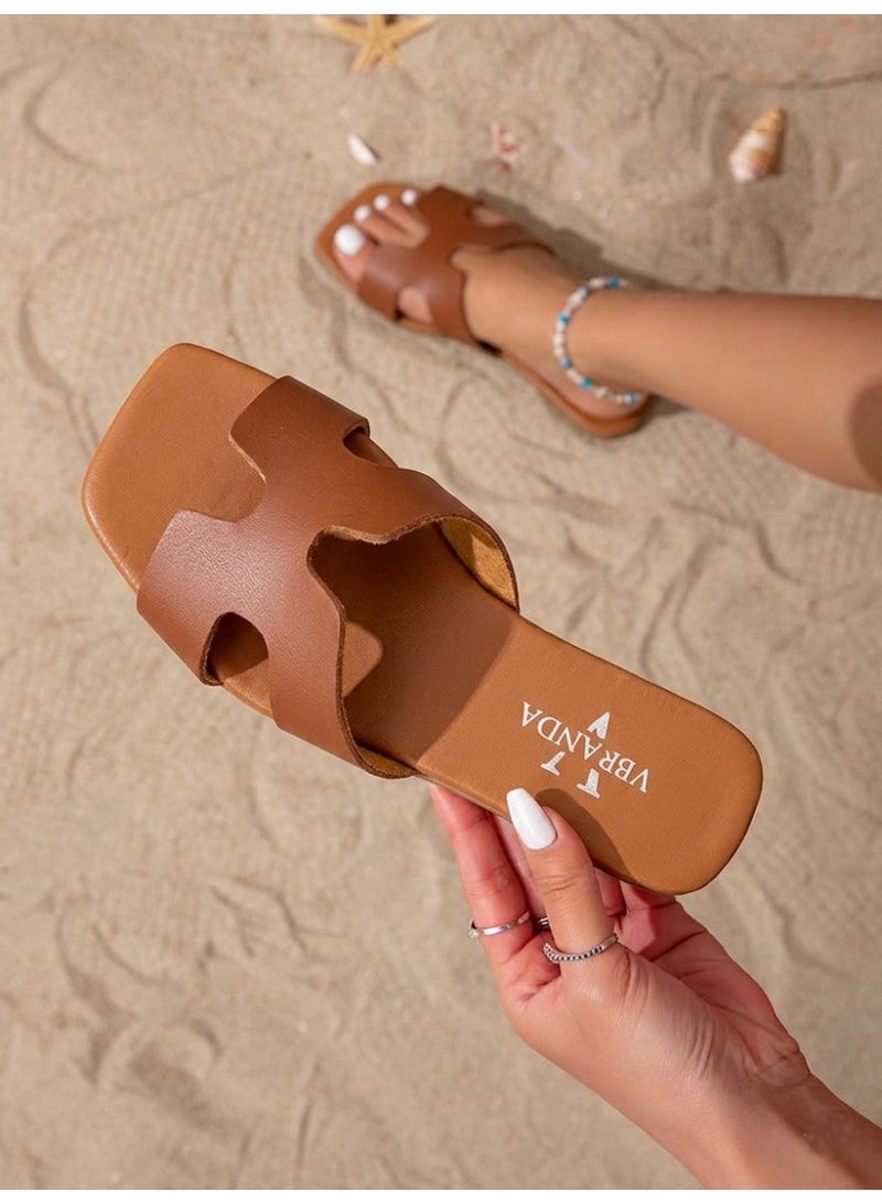 Vbranda Classic Flat Slipper with Modern Open Design SF-66-HAVAN - Image 1