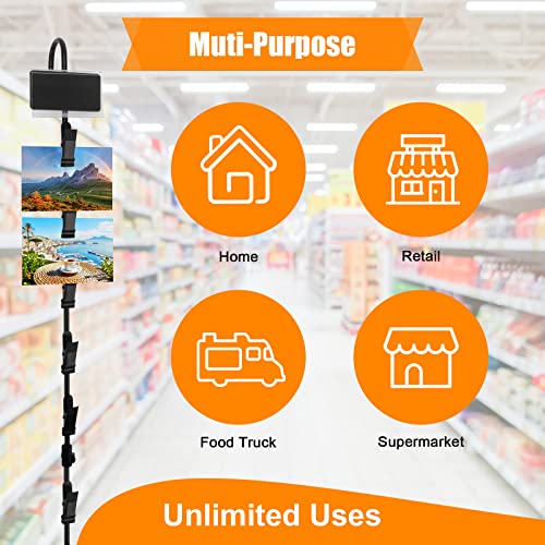 WIWAPLEX 6 Pack Metal Display Merchandising Hanging Strips, 32 inches Retail Metal Strips 72 Clips Rack Display Strips with 6 Head Labels Holder for Clip on Potato Chips Snack - Image 4