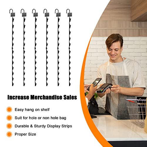 WIWAPLEX 6 Pack Metal Display Merchandising Hanging Strips, 32 inches Retail Metal Strips 72 Clips Rack Display Strips with 6 Head Labels Holder for Clip on Potato Chips Snack - Image 5