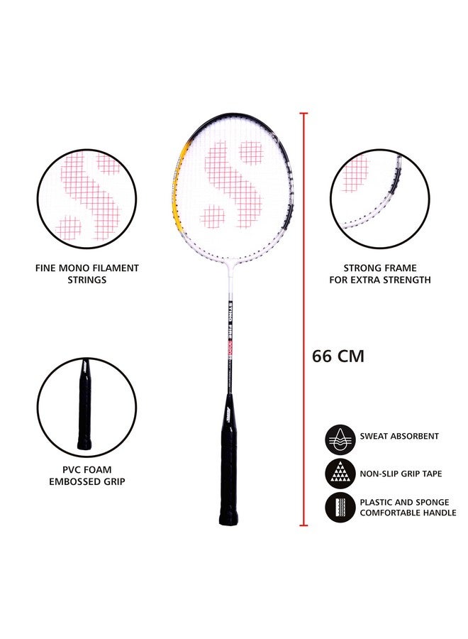 Silvers مجموعة كرة الريشة من سيلفر المصنوعة من الألمنيوم (2 مضرب مع غطاء كامل، 1 علبة كرات ريشة تحتوي على 3 كرات) أسود، ألمنيوم، مجموعة FIRE 2 مع كرات نيلون، أسود/أبيض - Image 2