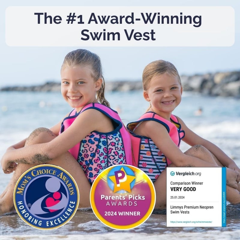 Limmys Premium Kids Swim Vest - Toddler Swim Jacket and Buoyancy Swimming Aid - Modern Design Swimming Vest for Boys, Girls and Babies - with Drawstring Bag - Image 2