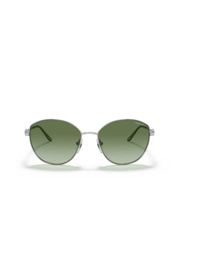 Vogue Eyewear - VOGUE SUNGLASS VO4091BI 323/8E SIZE 56 SILVER Frame with  GREEN WOMEN - Image 1