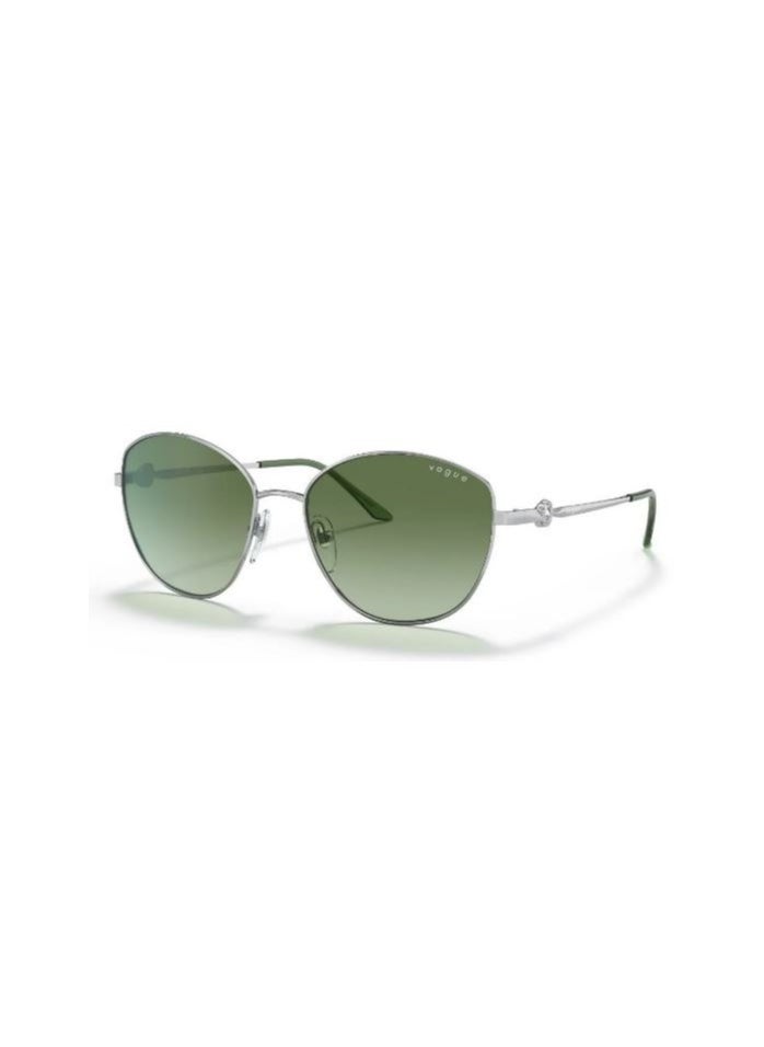 Vogue Eyewear - VOGUE SUNGLASS VO4091BI 323/8E SIZE 56 SILVER Frame with  GREEN WOMEN - Image 1
