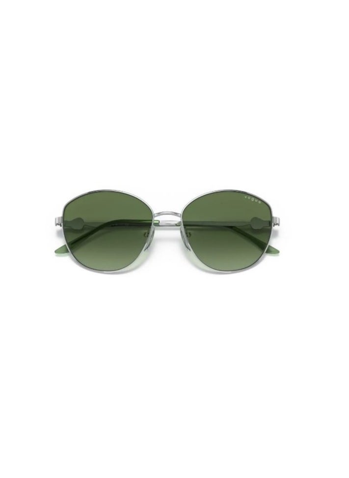 Vogue Eyewear - VOGUE SUNGLASS VO4091BI 323/8E SIZE 56 SILVER Frame with  GREEN WOMEN - Image 1