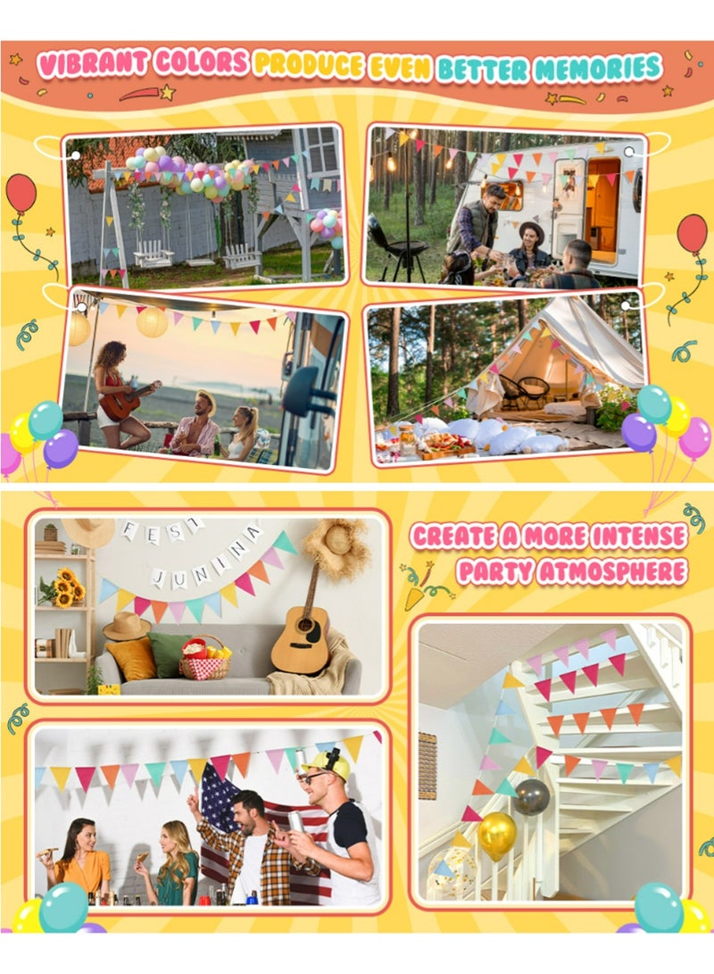 2-PCS Colorful Triangle Banners for Children’s Day, Anniversary, and Party Decorations, Perfect for Birthdays, Festivals, Outdoor Events, and Family Gatherings,Birthday parties，School decoration  - Image 3