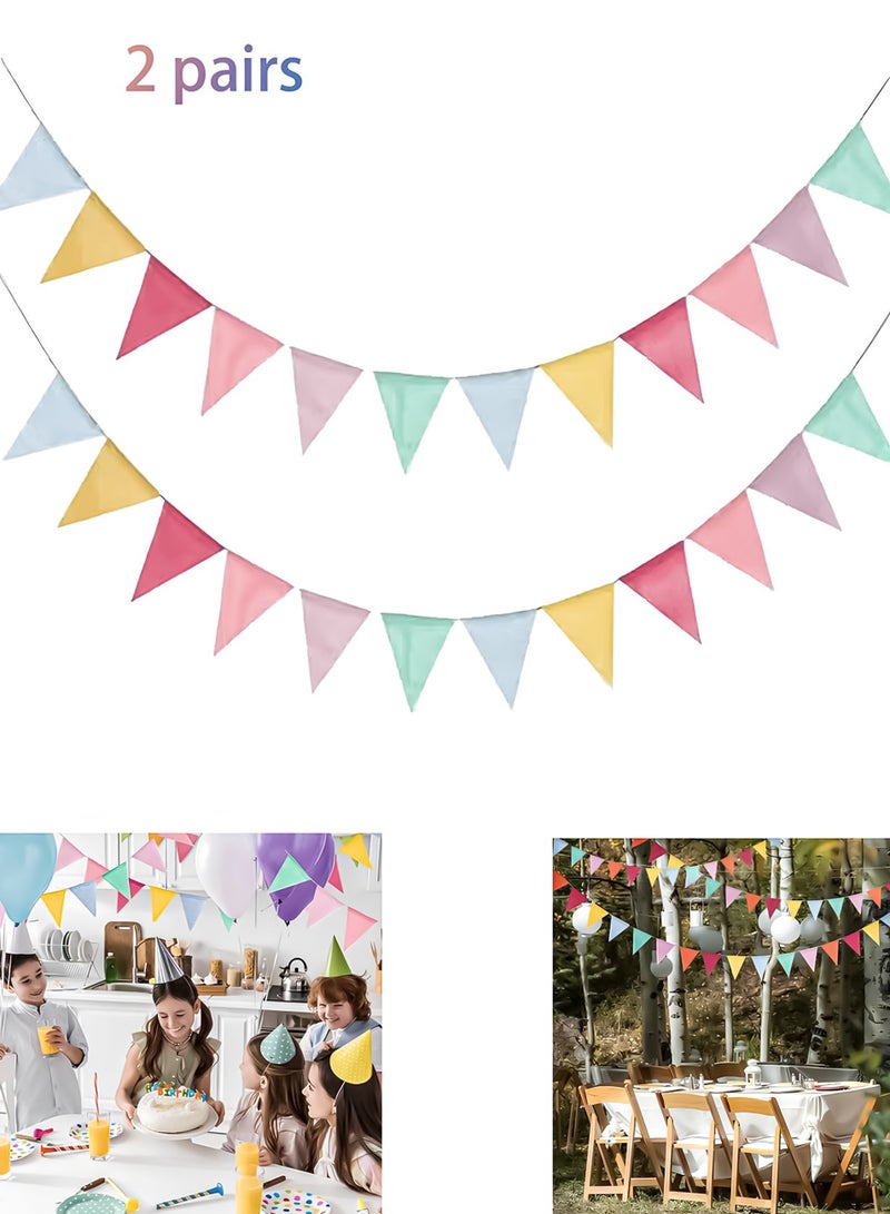 2-PCS Colorful Triangle Banners for Children’s Day, Anniversary, and Party Decorations, Perfect for Birthdays, Festivals, Outdoor Events, and Family Gatherings,Birthday parties，School decoration  - Image 1