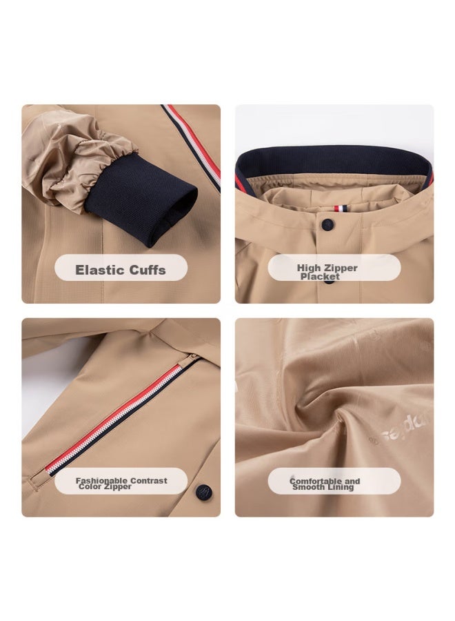 Hush Puppies Boys' Three-proof Jacket Coat For Autumn New Children's Outdoor Hooded Windbreaker Warm Khaki 160