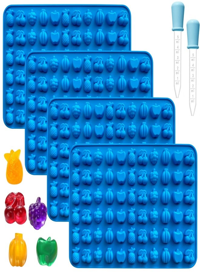 Sidosir 4Pcs Gummy Fruit Candy Molds, Non-stick Silicone Candy Gummy Molds with 2 Droppers - Image 1