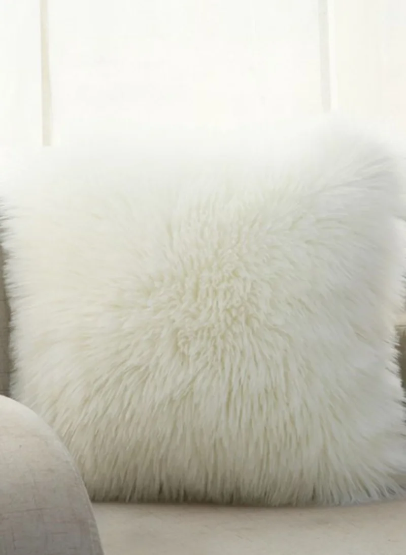 Pink Cactus Faux Fur Cushion With Insert 45Cm X 45Cm