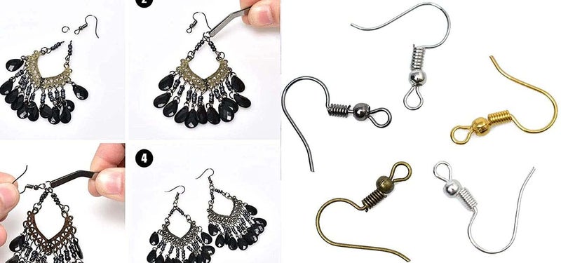 DIY Crafts 100 Grm Earring Hooks Antique Gold 30 pcs French Wire Earring Hooks Fish Hook 1050 Jump Rings Jewelry Findings for Jewelry Making Key Rings Necklace Repair Making Hardware Tassel - Image 4