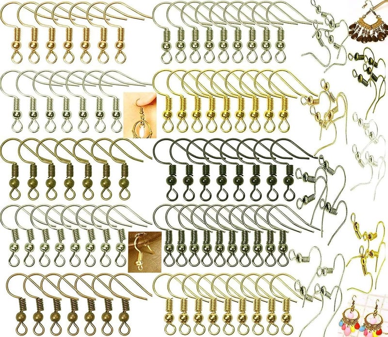 DIY Crafts 100 Grm Earring Hooks Antique Gold 30 pcs French Wire Earring Hooks Fish Hook 1050 Jump Rings Jewelry Findings for Jewelry Making Key Rings Necklace Repair Making Hardware Tassel - Image 2