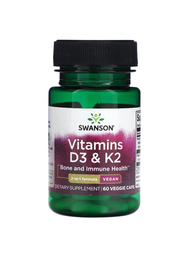 Swanson, Vitamins D3 & K2, 60 Veggie Caps - Image 1