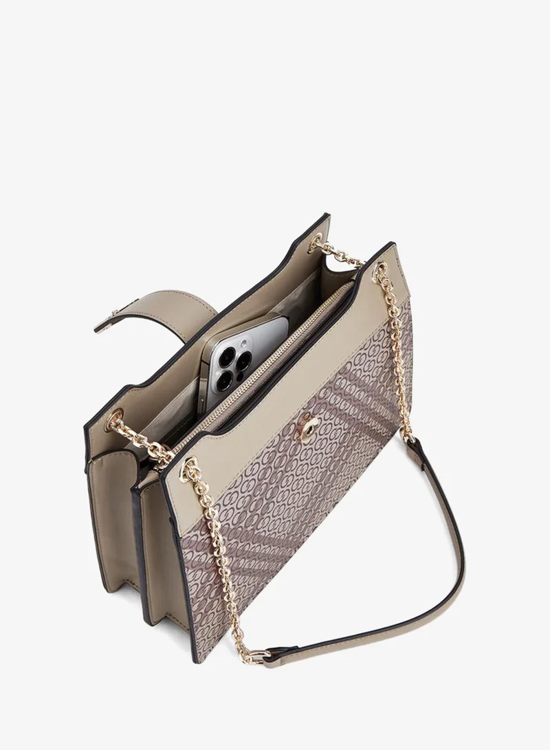 Celeste BEIGE Printed Shoulder Bag With Chain Detail for Women | Best Price UAE