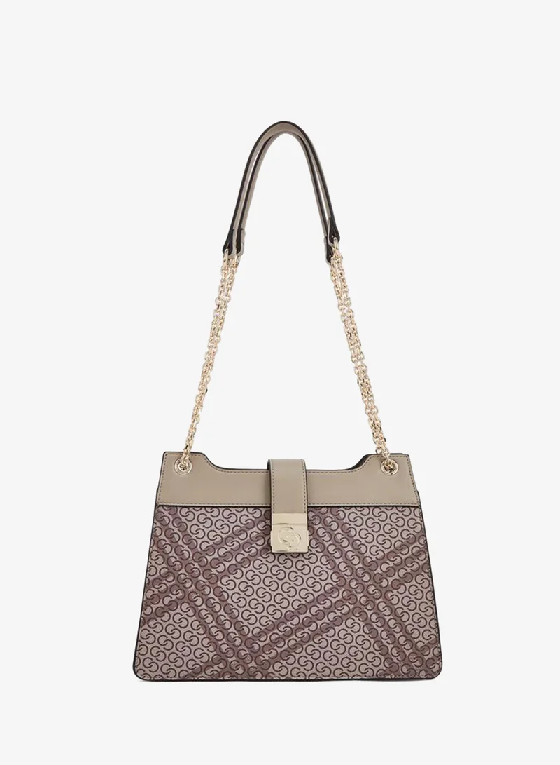 Printed Shoulder Bag With Chain Detail