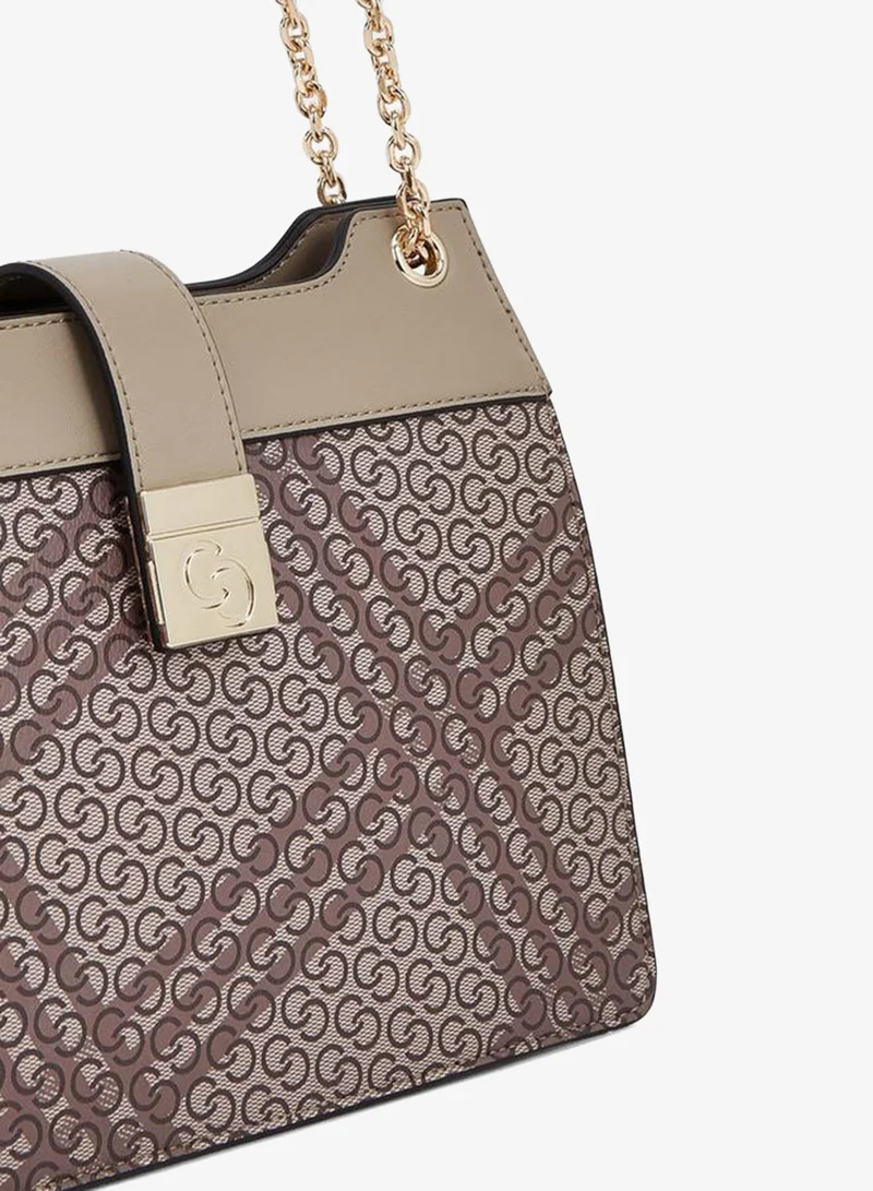 Celeste BEIGE Printed Shoulder Bag With Chain Detail for Women | Best Price UAE