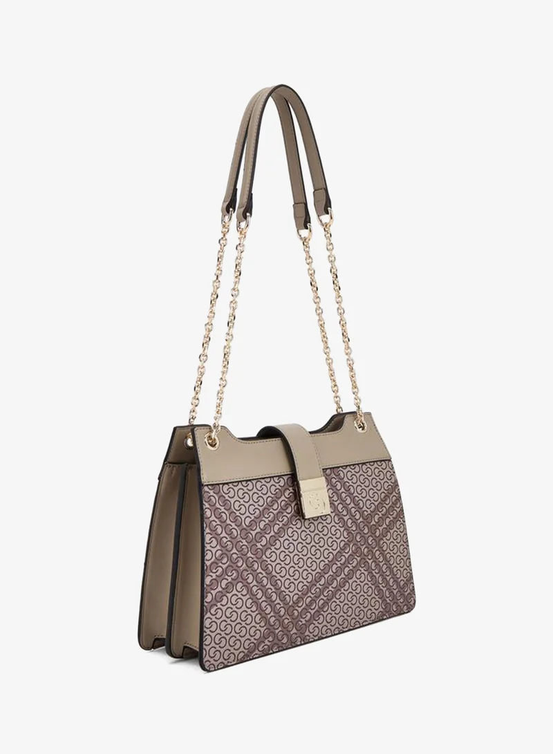 Celeste BEIGE Printed Shoulder Bag With Chain Detail for Women | Best Price UAE