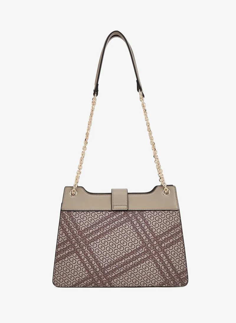 Celeste BEIGE Printed Shoulder Bag With Chain Detail for Women | Best Price UAE