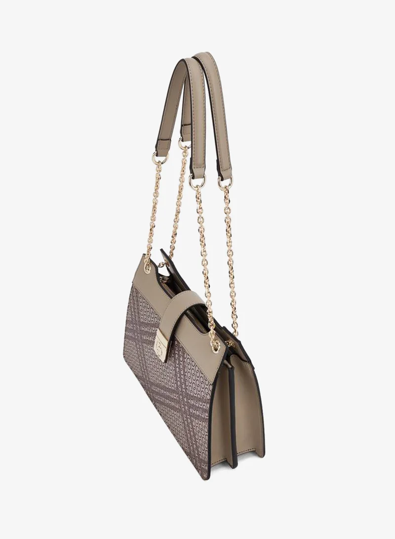 Celeste BEIGE Printed Shoulder Bag With Chain Detail for Women | Best Price UAE