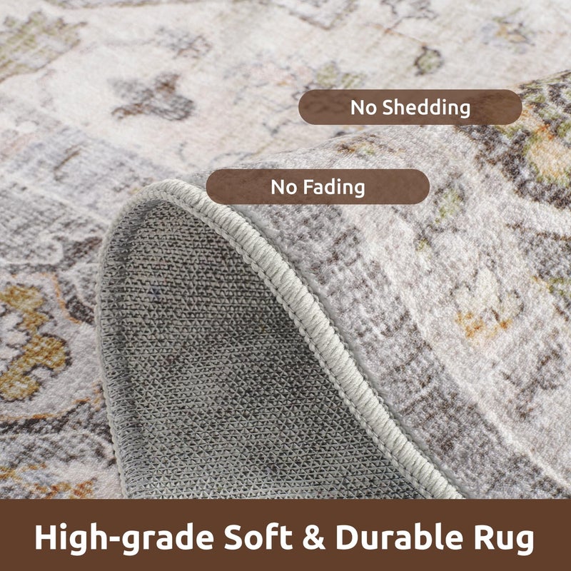 AMOAMI-Area Rug 8X10 Rugs for Living Room-Vintage Soft Grey Rugs for Bedroom-Non Slip Carpet-Washable Rug for Dining Room Living Room Bedroom Office Under Table - Image 3