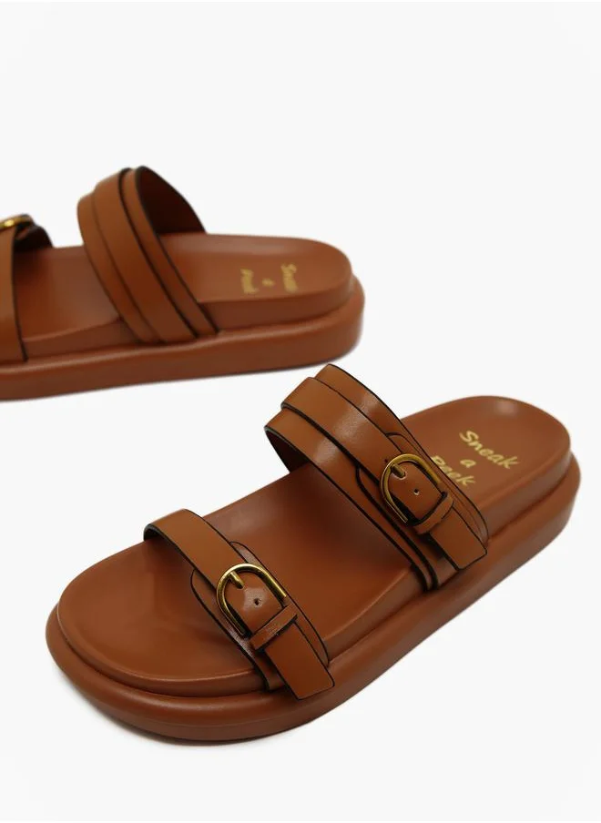 سنيك ايه بيك Comfort Double Buckle Flatform Sandals by Styli