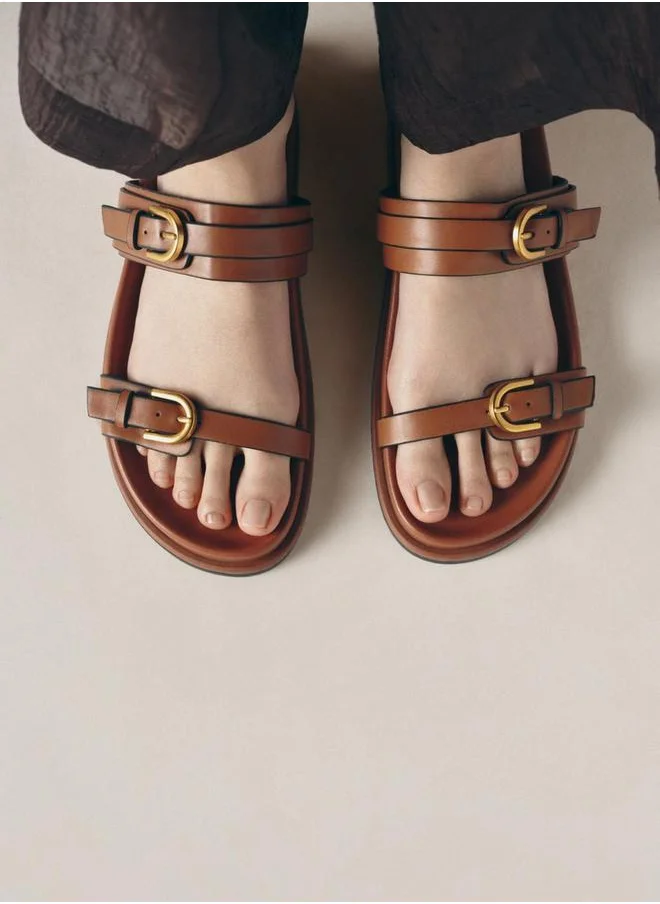 سنيك ايه بيك Comfort Double Buckle Flatform Sandals by Styli