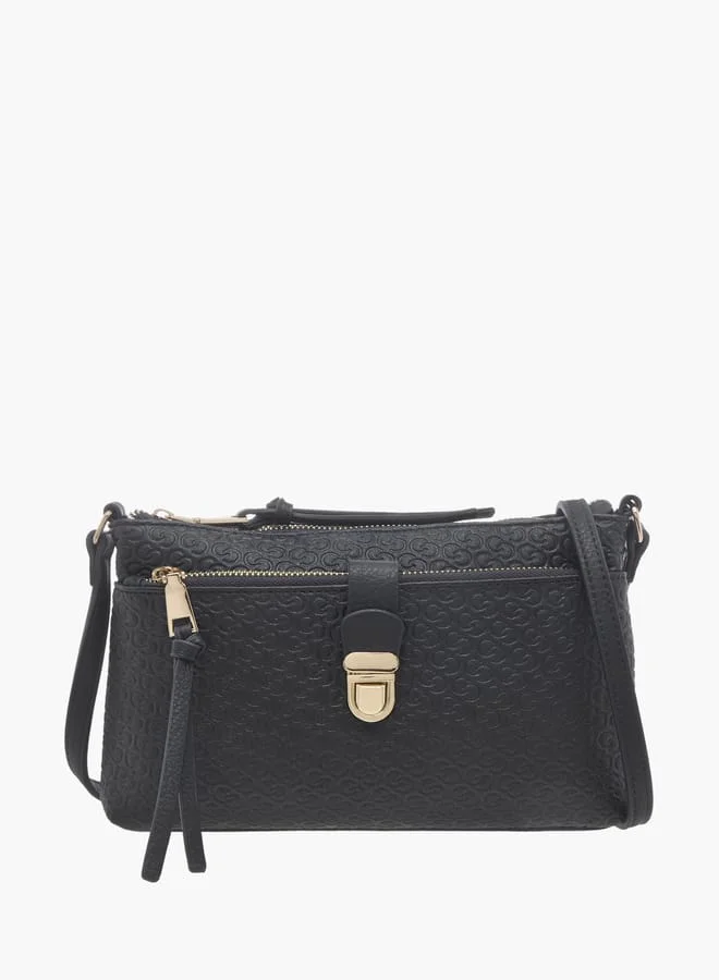 سيليست Women Monogram Embossed Crossbody Bag with Adjustable Strap