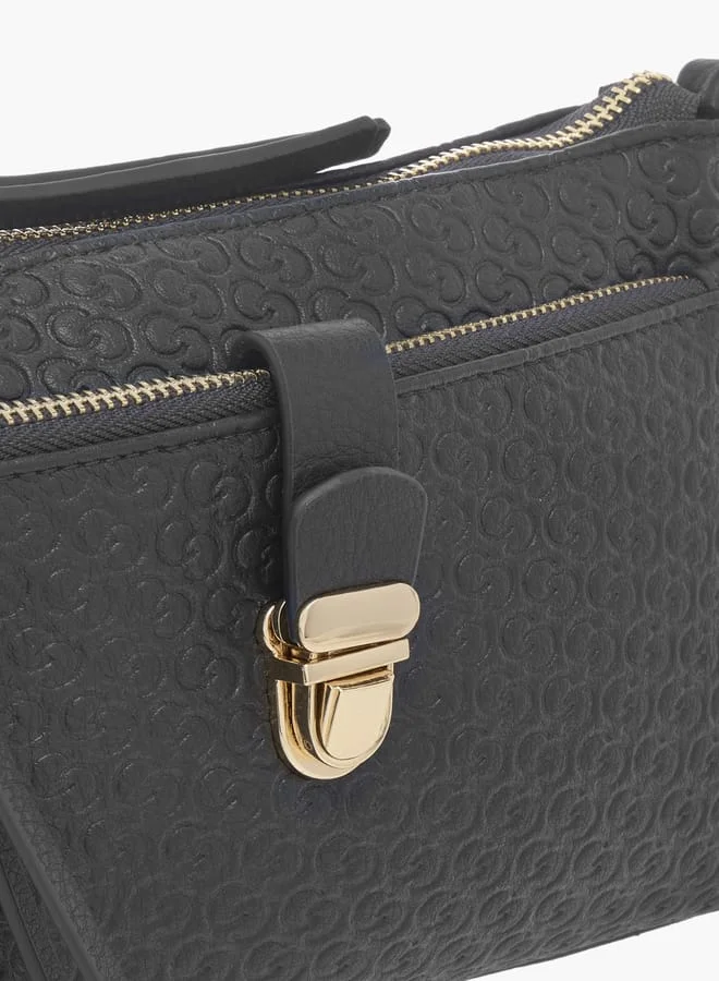 سيليست Women Monogram Embossed Crossbody Bag with Adjustable Strap