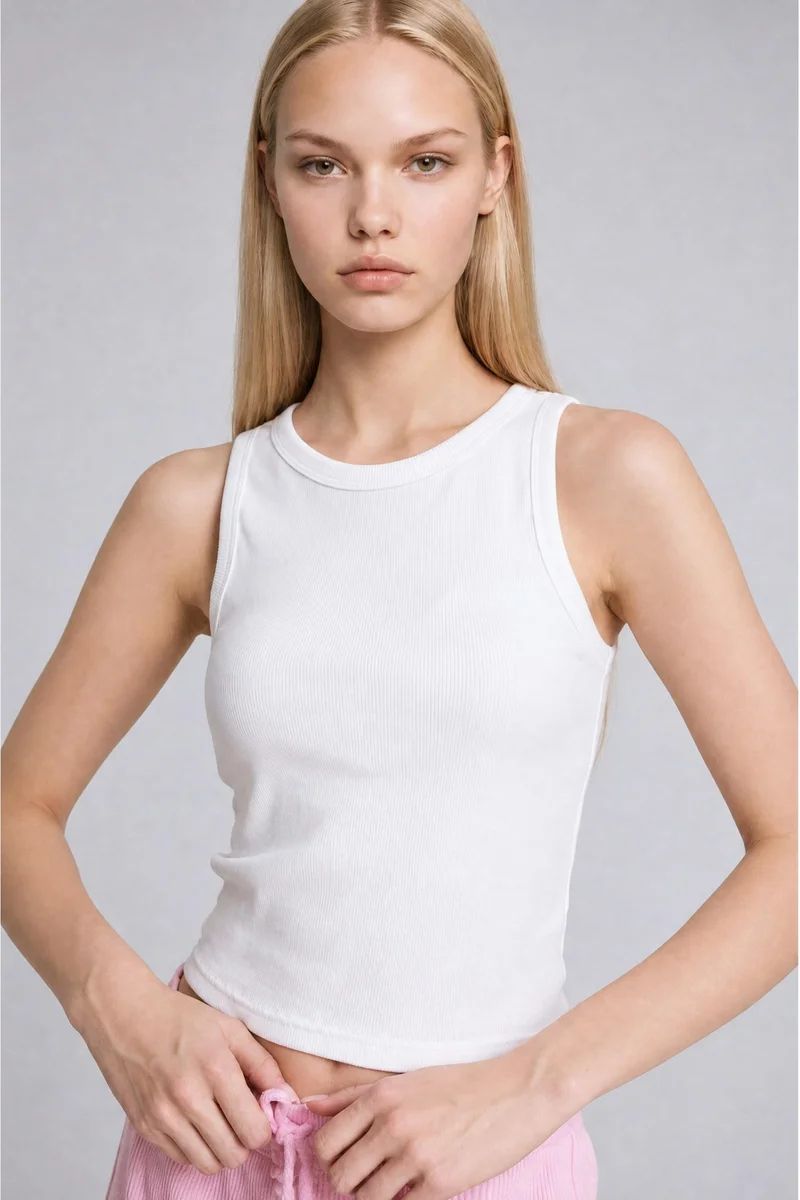 ديفاكتو Cotton Slim Fit Ribbed Top