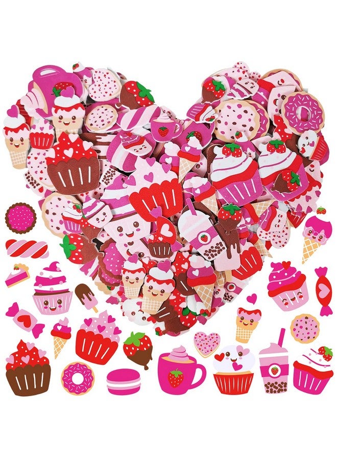 وينلين 455 قطعة من ملصقات الحلوى المتنوعة على شكل قلب، وجه مبتسم، قلب، كب كيك، آيس كريم، حلوى، دونات، ملصقات قصاصات من الرغوة ذاتية اللصق للأطفال، هدايا عيد الأم وعيد الحب - Image 1
