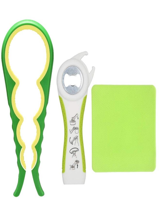 Otstar Jar Opener and Bottle Opener with Silicone Jar Gripper to Remove Stubborn Lids, Pull Tabs and Bottles-Designed for Weak Hands,Seniors, Arthritis - Ideal for Elderly and Children (Green) - Image 1