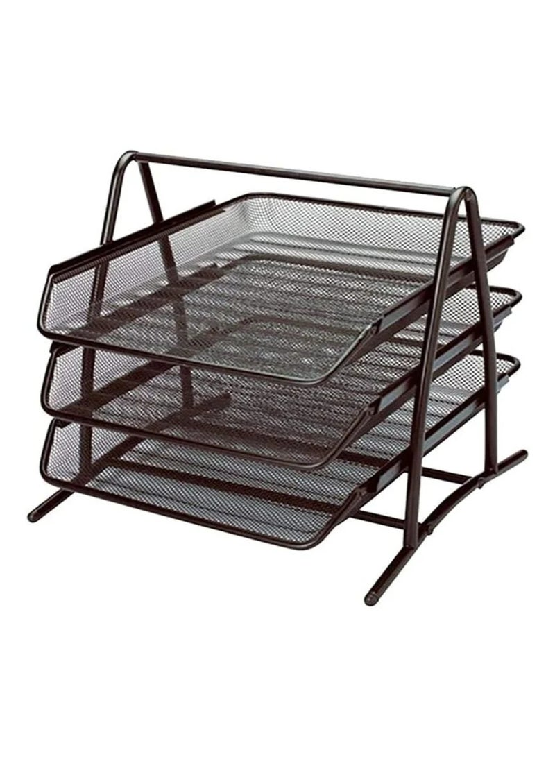 NIA 3-Tier Metal Mesh A4 Paper Tray Desktop Organizer - Image 3